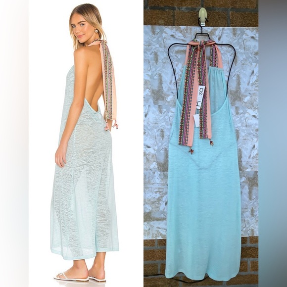 PITUSA Llama Halter Dress in Aqua Large - Picture 2 of 16